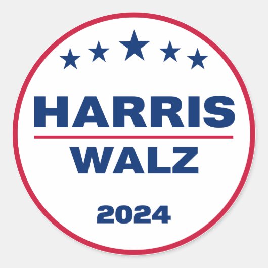 Harris Wlaz 2024 Kamala Harris Tim Walz Verkiezing Ronde Sticker (Voorkant)
