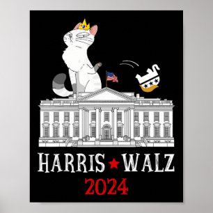 Harris Won 2024 President Verkiezing Funny Cat Lad Poster