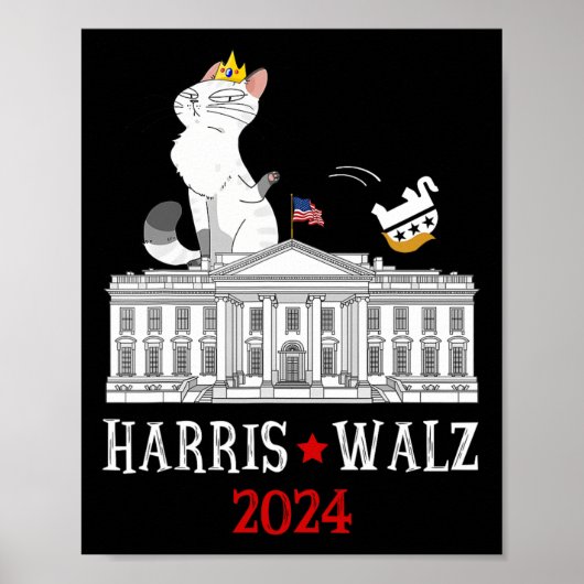 Harris won in 2024 het President Funny Cat Ladie Poster (Voorkant)