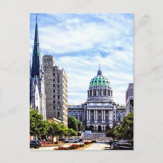 Harrisburg PA - Capitol Seen van State Street Briefkaart (Voorkant)