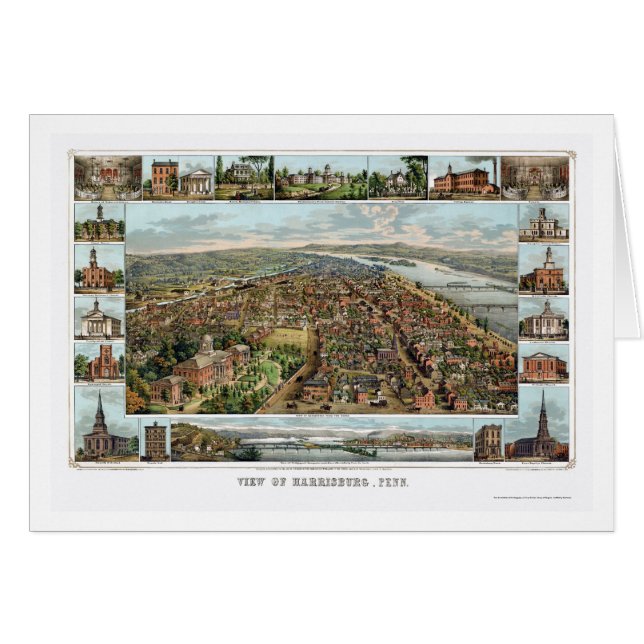 Harrisburg, PA Panoramic Map - 1855 (Voorkant Horizontaal)