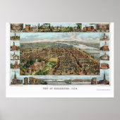 Harrisburg, PA Panoramic Map - 1855 Poster (Voorkant)