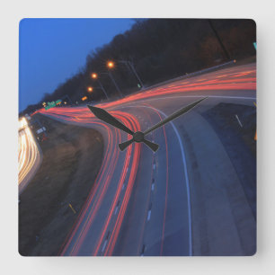 Harrisburg Pennsylvania I-81 Light Trails at Dusk Vierkante Klok
