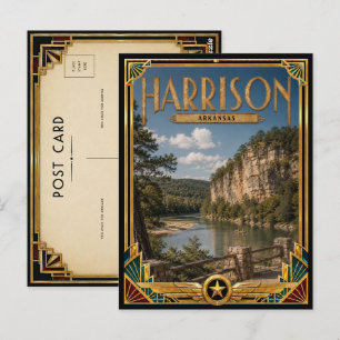 Harrison Arkansas Vintage Art Deco Gouden Tijdperk Briefkaart