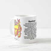 Harrison Family Crest op een mok (Voorkant links)