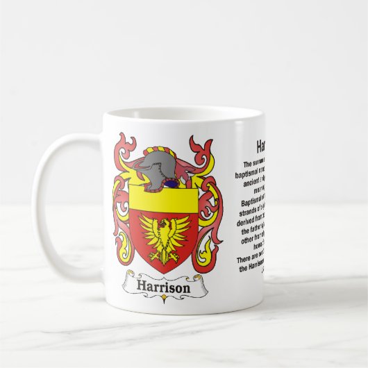 Harrison Family Crest op een mok (Links)