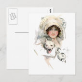 Harrison Fisher Girl en Her Dog Briefkaart (Voorkant / Achterkant)