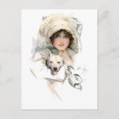 Harrison Fisher Girl en Her Dog Briefkaart (Voorkant)
