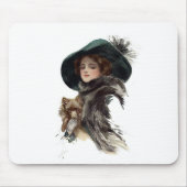 Harrison Fisher Girl in een Blauwgroen Pet Muismat (Voorkant)