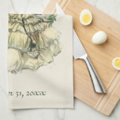 Harrison Fisher, kerstbriefje en bruin Theedoek (Quarter Fold)