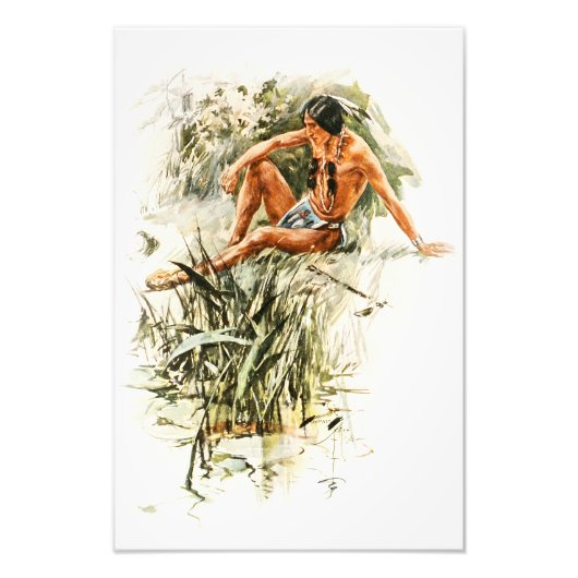 Harrison Fisher Song of Hiawatha Red Indian River Foto Afdruk (Voorkant)