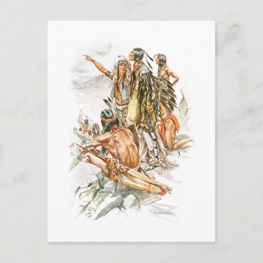 Harrison Fisher Song van Hiawatha naar de bergen Briefkaart (Voorkant)