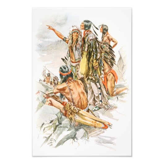 Harrison Fisher Song van Hiawatha naar de bergen Foto Afdruk (Voorkant)