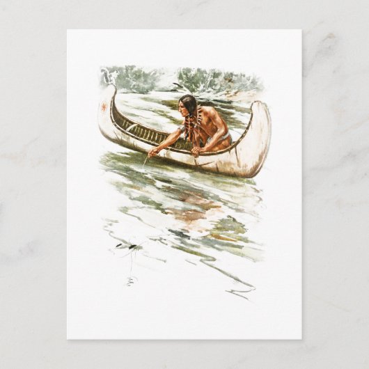 Harrison Fisher Song van Hiawatha Red Indian Canoe Briefkaart (Voorkant)