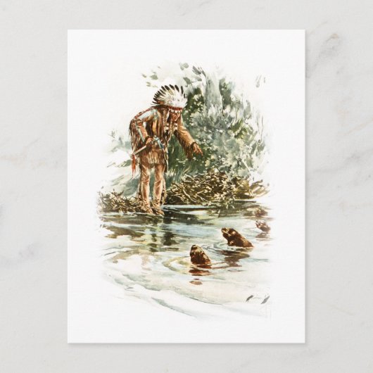 Harrison Fisher Song van Hiawatha Red Indian Otter Briefkaart (Voorkant)