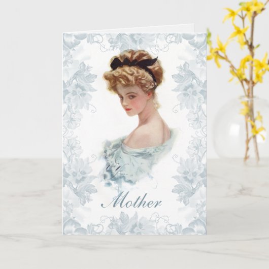 Harrison Fisher Victoriaans Lady Moederdag Kaart (Gele Bloem)