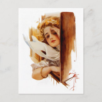 Harrison Fisher Vrouw in de trein Briefkaart