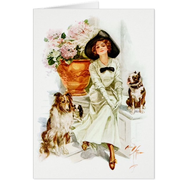 Harrison Fisher Vrouw met drie honden (Voorkant)