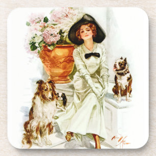 Harrison Fisher Vrouw met drie honden Bier Onderzetter