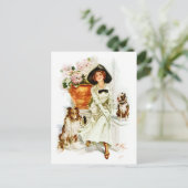 Harrison Fisher Vrouw met drie honden Briefkaart (Staand voorkant)