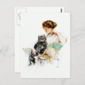 Harrison Fisher Vrouw met kat Briefkaart (Voorkant / Achterkant)