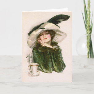 Harrison Fisher's 'Contentment' & Koffiegroet Kaart