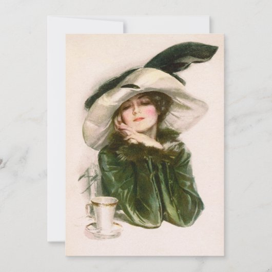 Harrison Fisher's "Contentment"-uitnodiging Kaart (Voorkant)