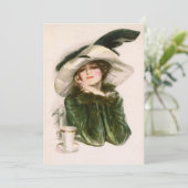 Harrison Fisher's "Contentment"-uitnodiging Kaart (Staand voorkant)