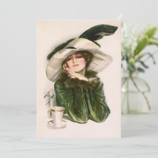 Harrison Fisher's "Contentment"-uitnodiging Kaart (Staand voorkant)