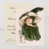 Harrison Fisher's "Contentment"-uitnodiging Kaart (Voorkant / Achterkant)