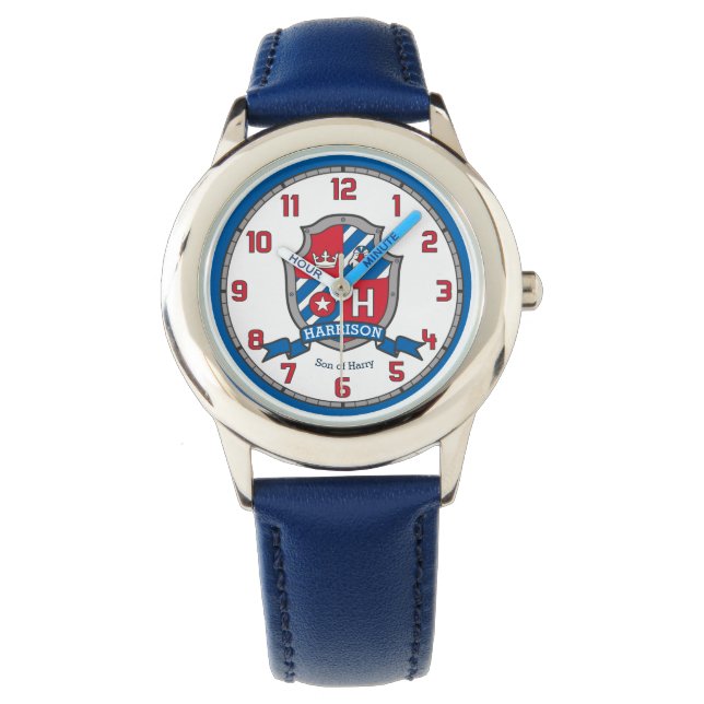 Harrison naam betekent letter H kuif rood blauw vo Horloge (Voorkant)