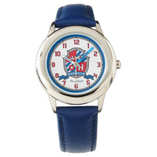 Harrison name: letter H crest red blue bird Horloge