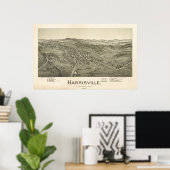 Harrisville W. Virginia 1899 Antiek Panoramic Map Poster (Thuiskantoor)