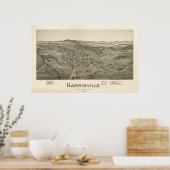 Harrisville W. Virginia 1899 Antiek Panoramic Map Poster (Keuken)
