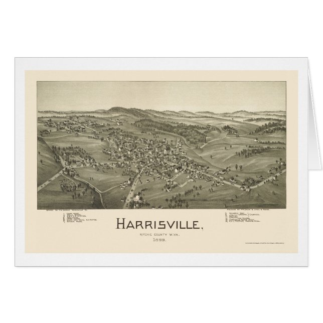 Harrisville, WV Panoramic Map - 1899 (Voorkant Horizontaal)