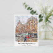 Harrods Knightsbridge London Travel Waterverf Briefkaart (Staand voorkant)