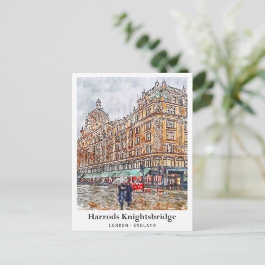 Harrods Knightsbridge London Travel Waterverf Briefkaart (Staand voorkant)