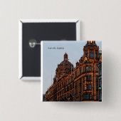 Harrods, London Night Lights Vierkante Button 5,1 Cm (Voorkant /achterkant)