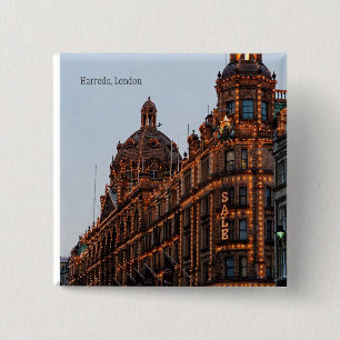 Harrods, London Night Lights Vierkante Button 5,1 Cm
