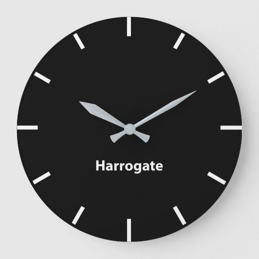 Harrogate Black Face Time Zone Newsroom Wall Grote Klok (Voorkant)