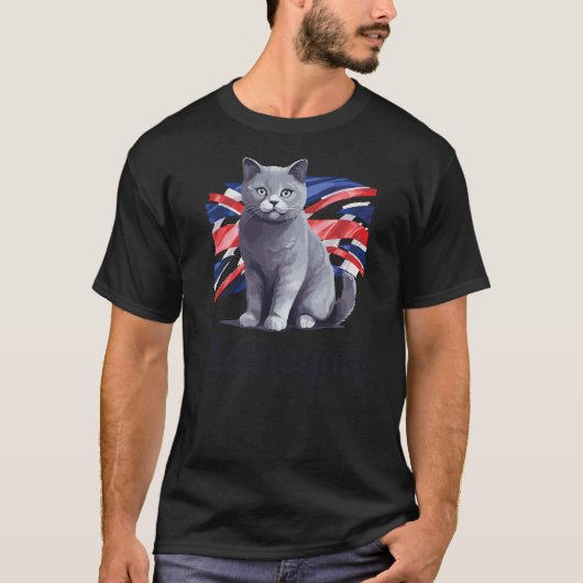 Harrogate British Flag Cat Great Britain Funny T-shirt (Voorkant)