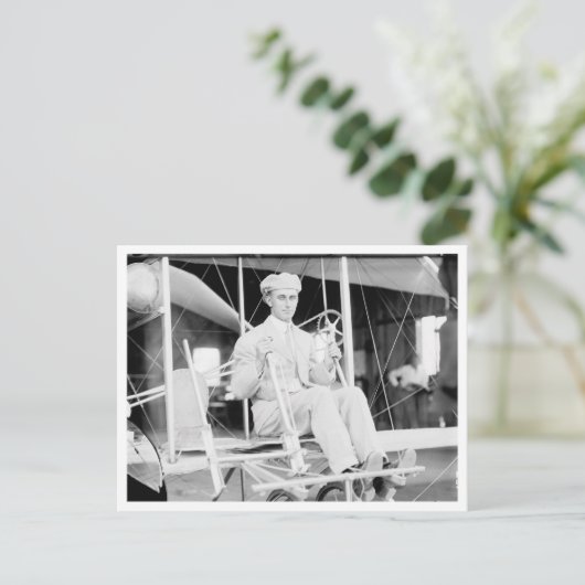 Harry Atwood-piloot in het vliegtuig van Wright Br Briefkaart (Staand voorkant)