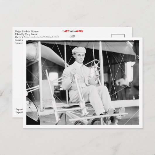 Harry Atwood-piloot in het vliegtuig van Wright Br Briefkaart (Voorkant / Achterkant)