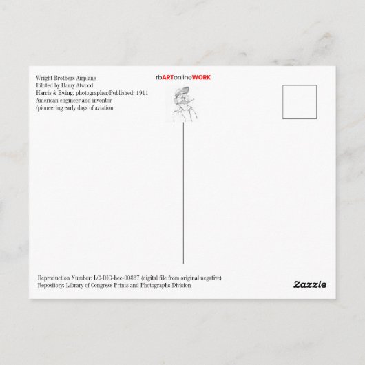 Harry Atwood-piloot in het vliegtuig van Wright Br Briefkaart (Achterkant)