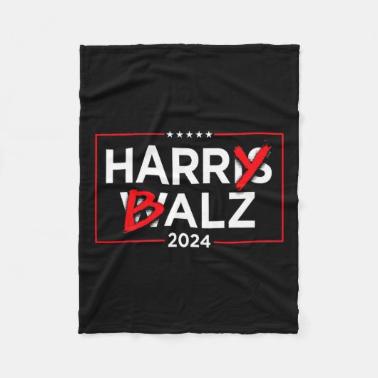 Harry B Kamala Harris en Tim W 2024 Fleece Deken (Voorkant)
