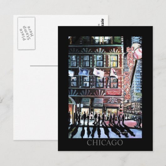 Harry Caray Chicago Art Randsom Art Briefkaart (Voorkant / Achterkant)