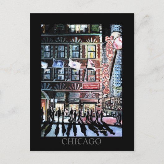 Harry Caray Chicago Art Randsom Art Briefkaart (Voorkant)