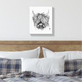 Harry de Hoogland Koe - Zentangle Hand Drawn Canvas Afdruk (Insitu (Slaapkamer))