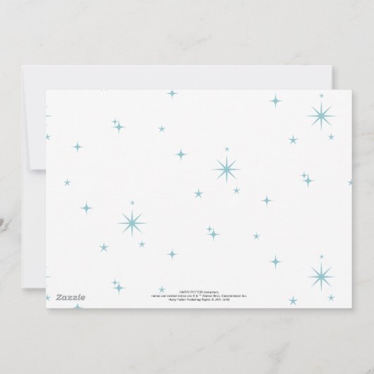 Harry en Hedwig Flying Past Hogwarts Kerstmis Feestdagenkaart (Achterkant)