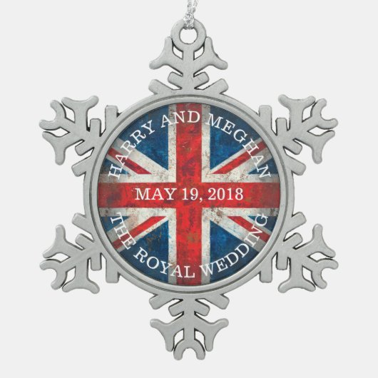 Harry en Meghan Royal Wedding Tin Sneeuwvlok Ornament (Voorkant)